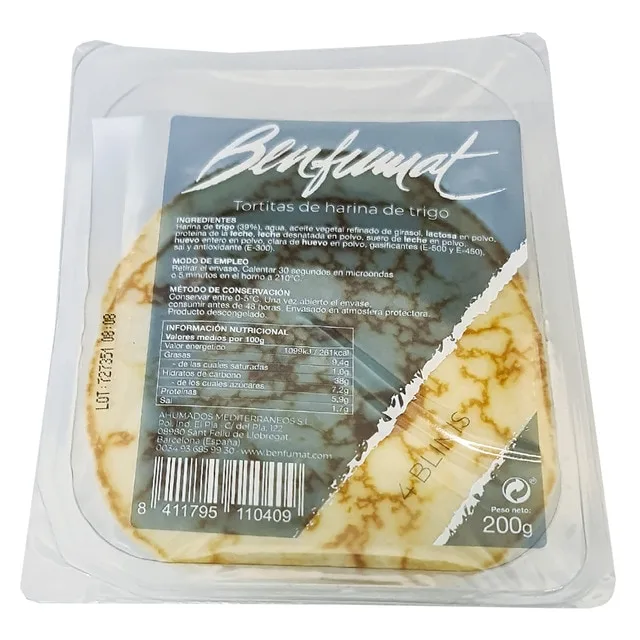Benfumat - Blinis tortitas de harina de trigo Benfumat 4 uds.