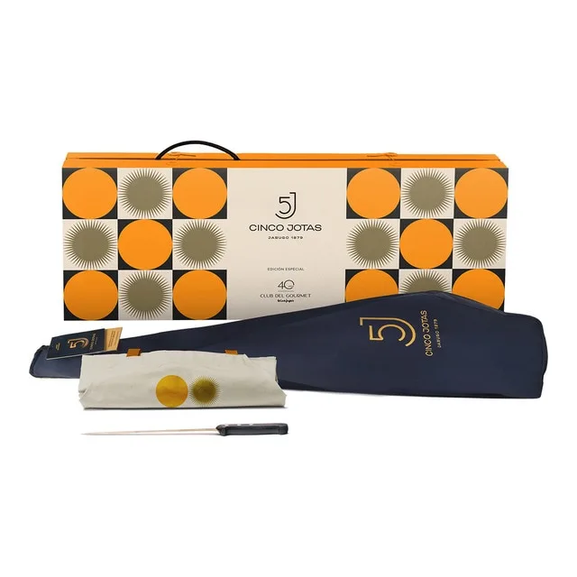 Edición 40 años Club del Gourmet - Maletín jamón de bellota 100% ibérico Cinco Jotas + cuchillo + delantal Edición Especial 40 Aniversario Club del Gourmet.