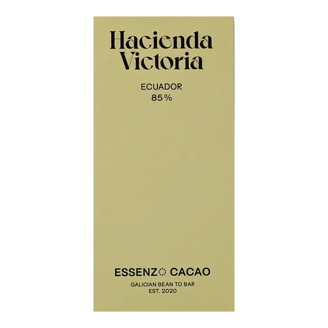 Essenzo Cacao - Tableta de chocolate Ecuador 85% Hacieda Victoria Essenzo Cacao.
