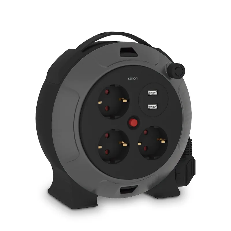 SIMON - Extensible Doméstico enrolla-cables con USB 3 tomas 5m Simon.