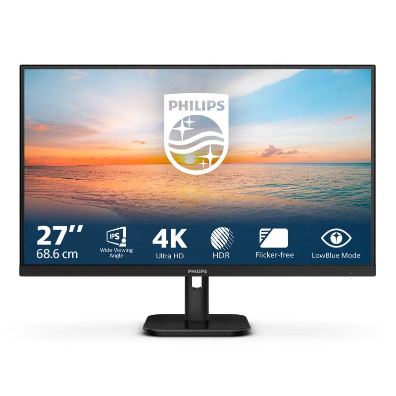 Philips - Monitor PC 68,6cm (27') Philips 27E1N1800AE/00, 60 Hz, UHD 4K, HDR10, con altavoz.