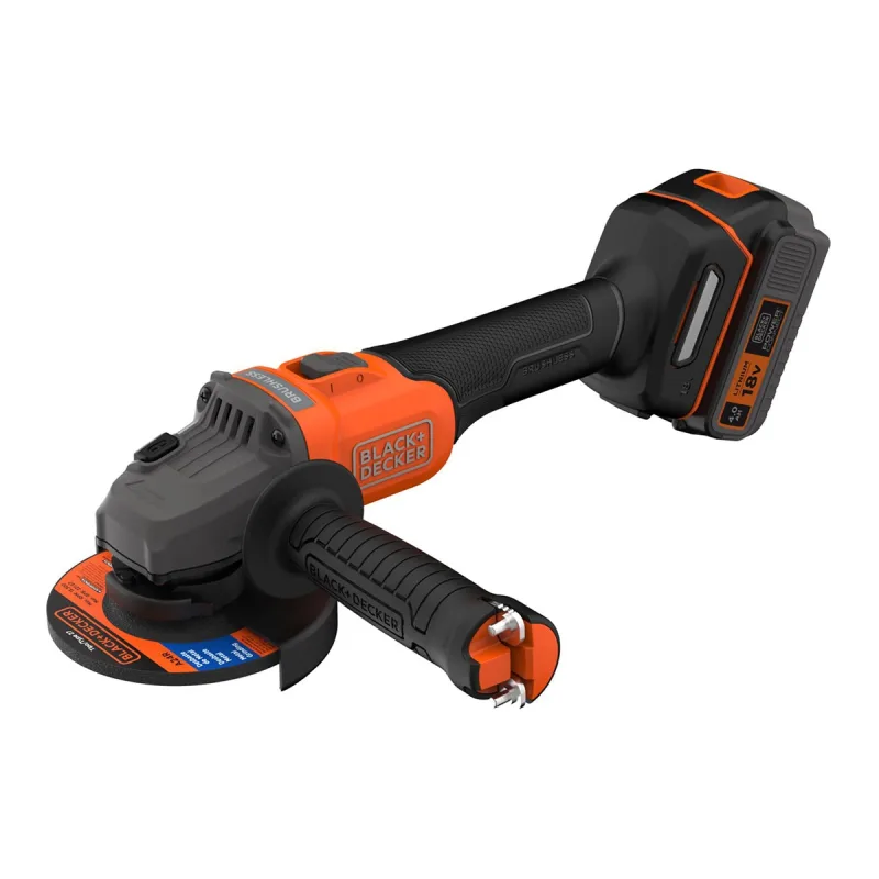 BLACK+DECKER - Mini Amoladora Brushless 18 V con 1 Batería + Cargador + 3 Discos Corte + Bolsa.