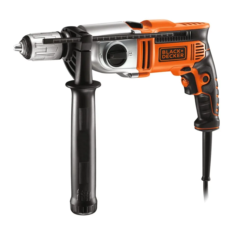 BLACK+DECKER - Taladro Percutor Eléctrico con cable a red 910W con Maletín.