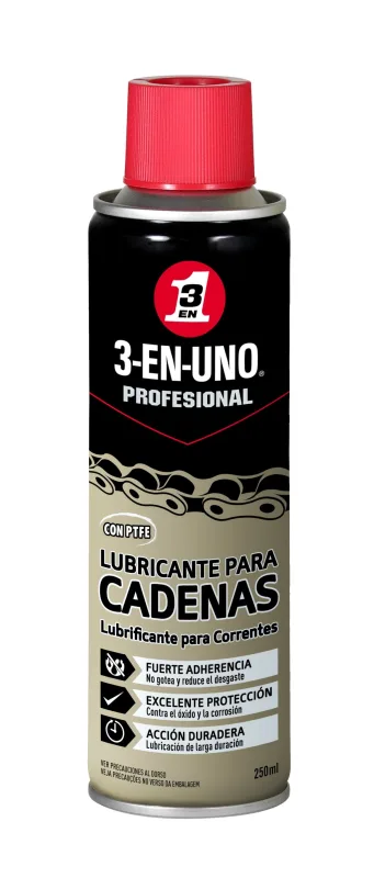 3 En 1 - Lubricante Cadenas Spray 250 ml.
