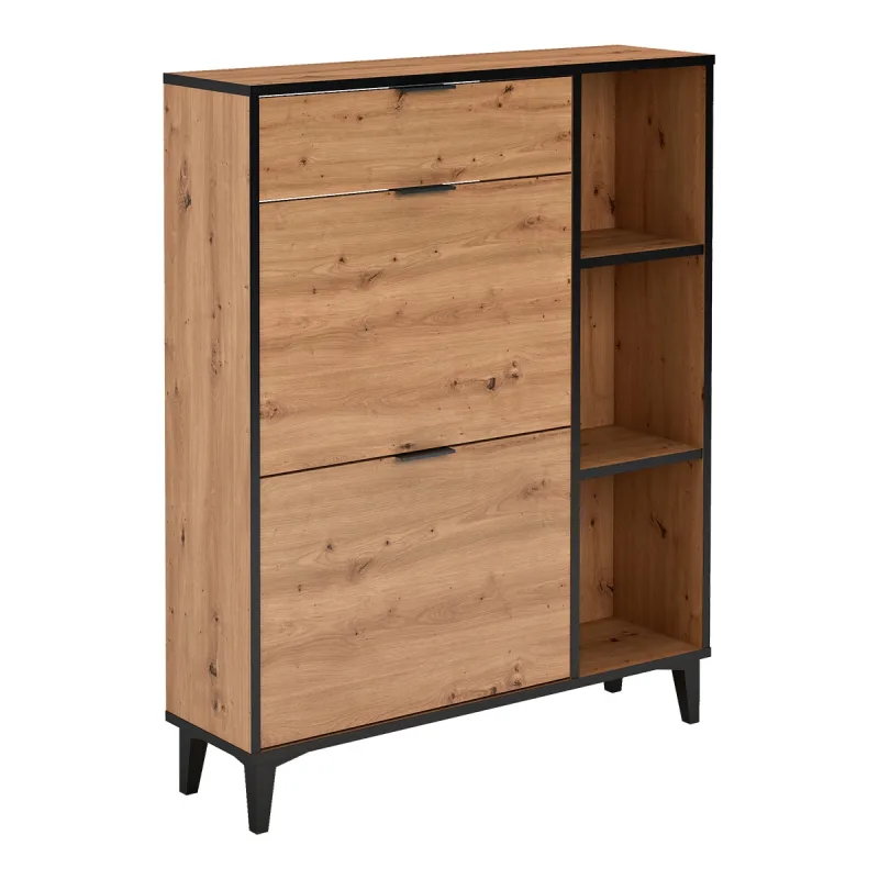 Meka Block - Zapatero Melamina 2 Trampones + 1 Cajón + 3 Estantes - 10 Pares.