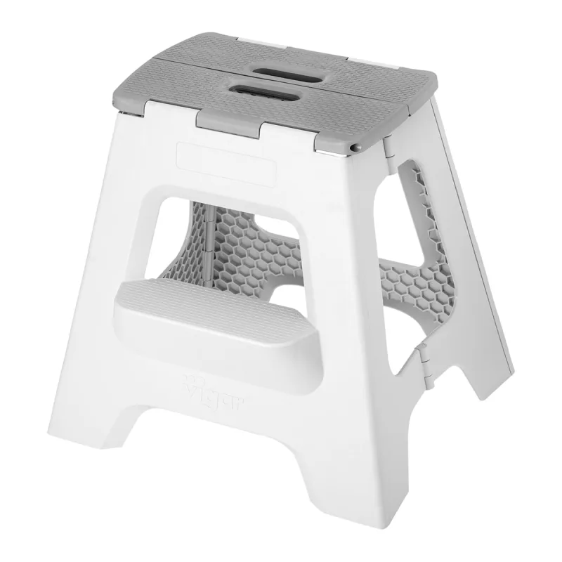 Vigar - Taburete Plegable Plástico 40 cm - 2 peldaños.