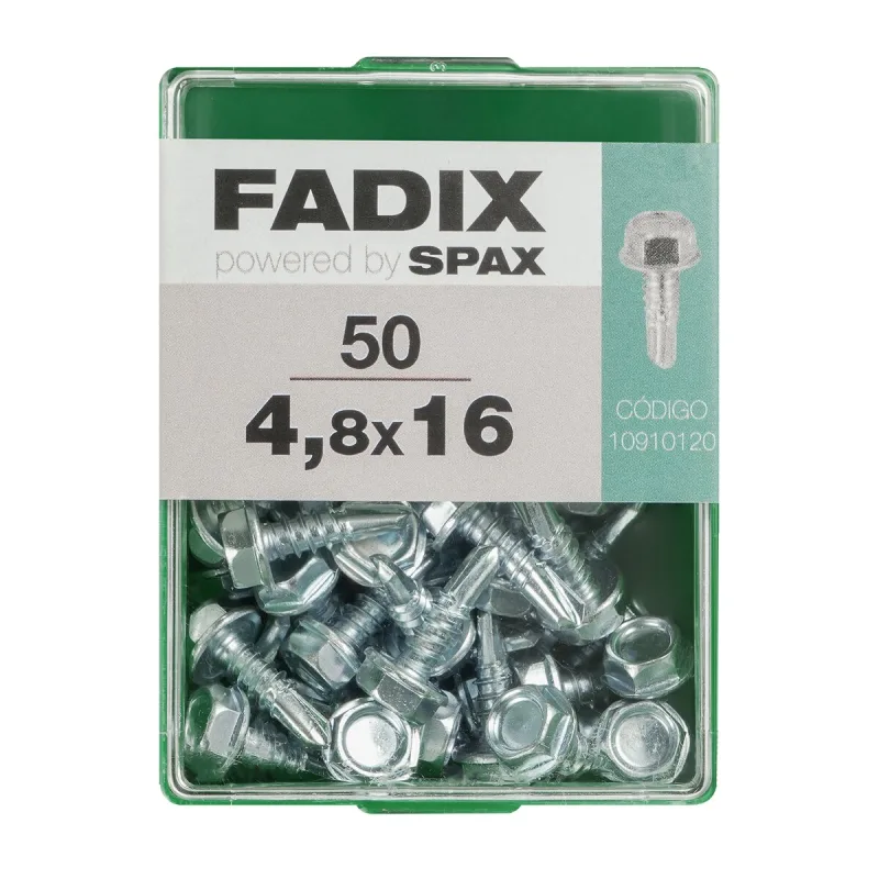 FADIX - Tornillo Roscachapa Cabeza Hexagonal Ø4,8 x 16 mm - Caja 50 Uds.