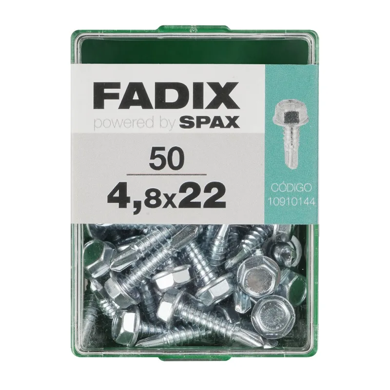 FADIX - Tornillo Roscachapa Cabeza Hexagonal Ø4,8 x 22 mm - Caja 50 Uds.