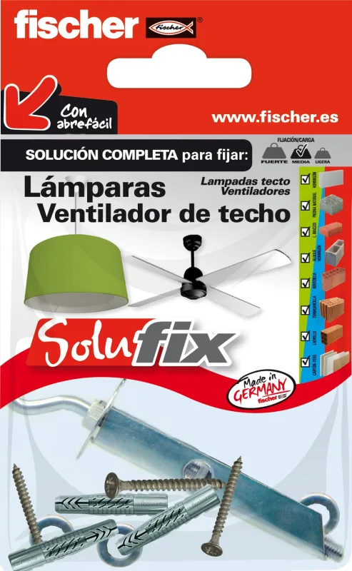 FISCHER - Kit Fijación Lámparas/Ventiladores Techo Solufix.