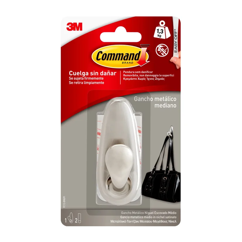 Command - Gancho Adhesivo Metálico Clásico Mediano.