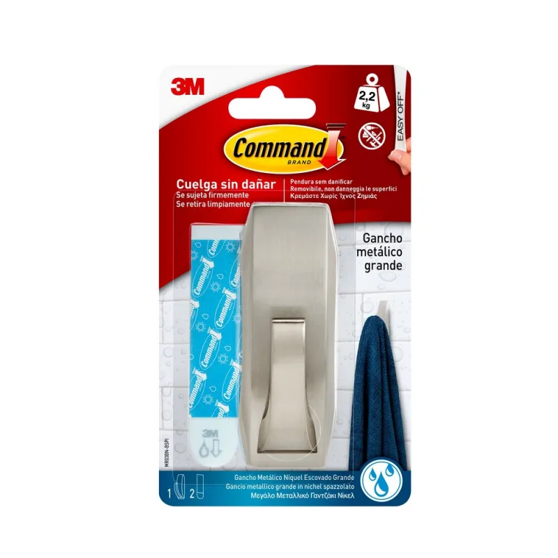 Command - Gancho Baño Grande Níquel Satinado.