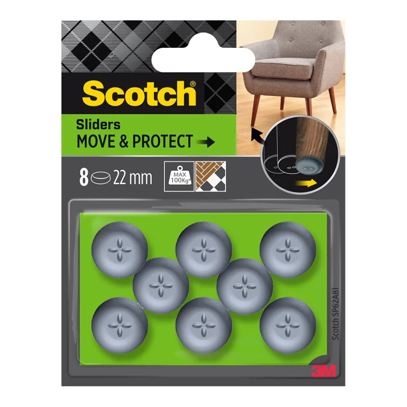 Scotch - 8 Patines protectores antideslizantes adhesivos Ø22 mm.