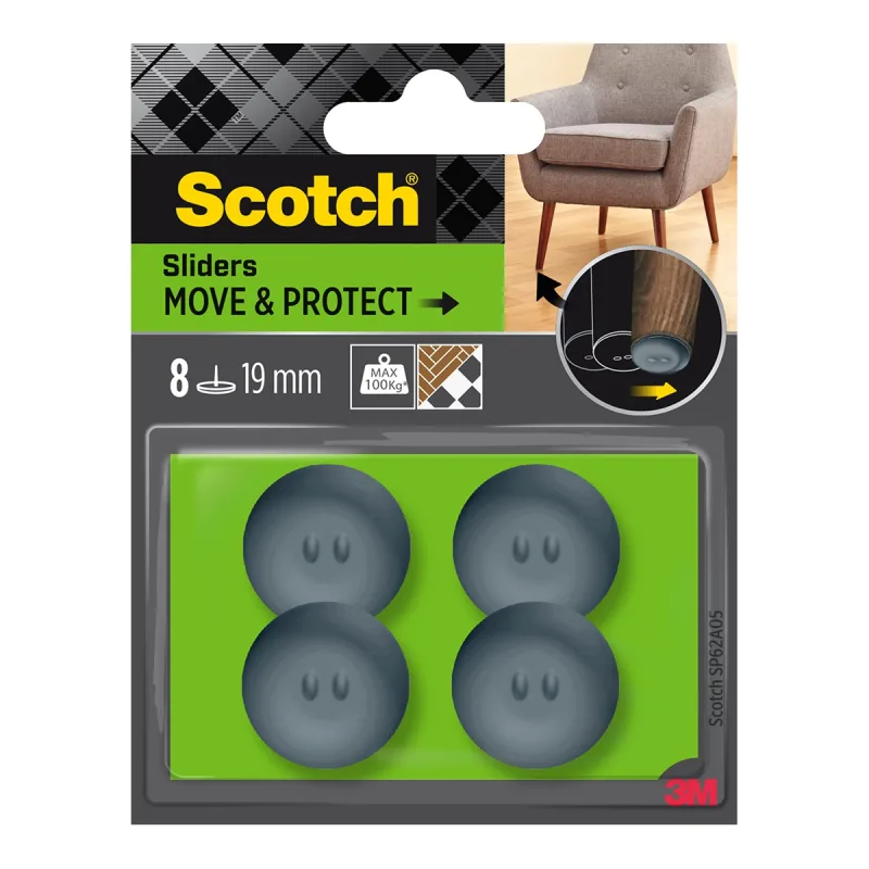 Scotch - 8 Patines protectores antideslizantes adhesivos Ø19 mm.