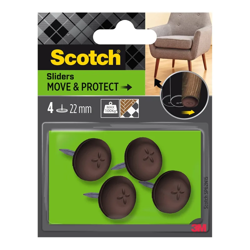 Scotch - 4 Patines protectores antideslizantes para clavar Ø22 mm.