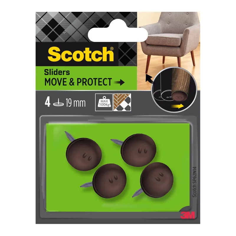 Scotch - 4 Patines protectores antideslizantes para clavar Ø19 mm.