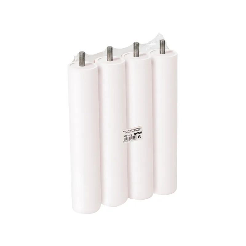 Nesu - Pack 4 Patas Fijas Redondas para Somier Madera Haya 25 cm.