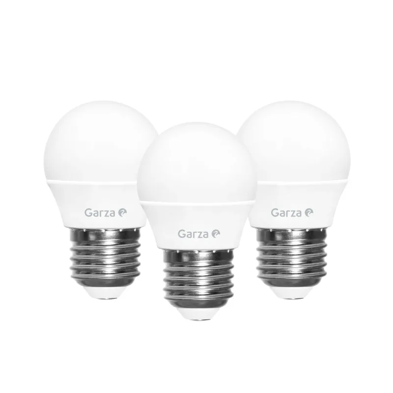 GARZA - Pack de 3 bombillas LED esférica E27 8 W 810 lm 3000 K.