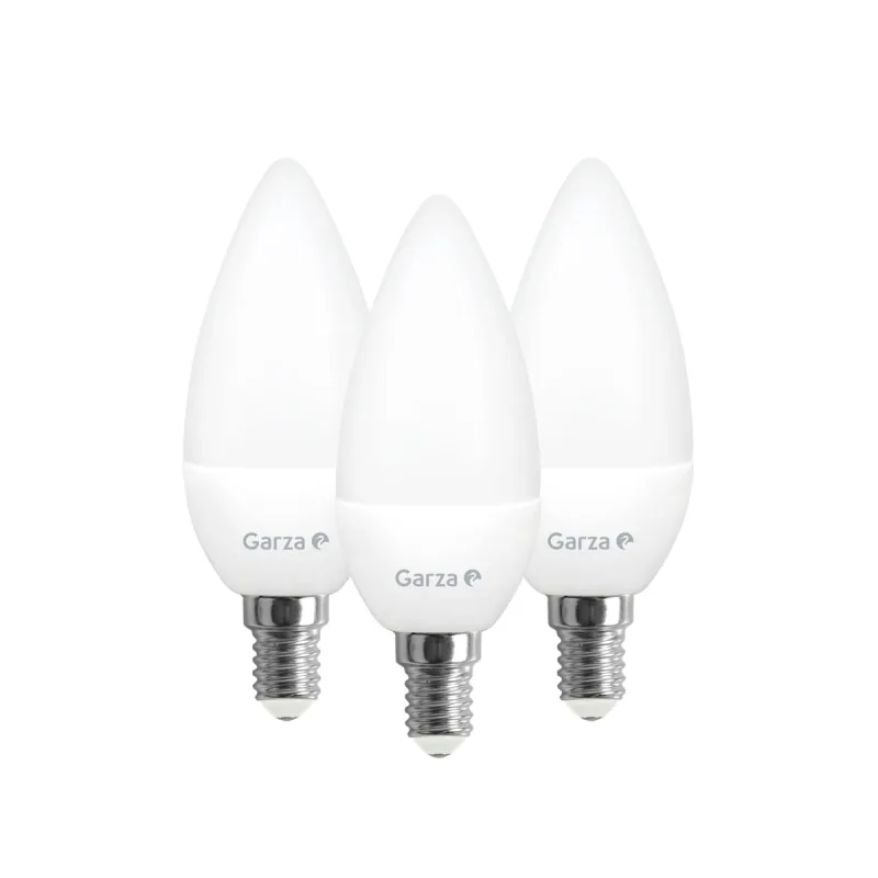 GARZA - Pack de 3 bombillas LED Vela E14 5,5 W 470 lm 4000 K.