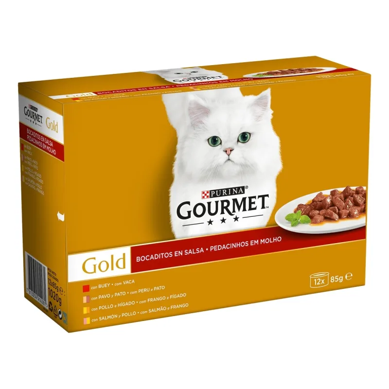 Gourmet Gold - Comida húmeda para gatos adultos Gourmet Gold bocaditos en salsa 12x85 g.