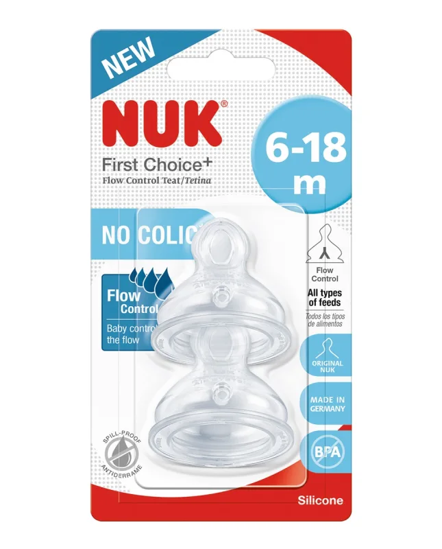 Nuk - Tetina first choice+ Flow Control 6-18 m Silicona 2 uds Nuk.