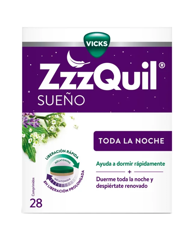 ZzzQuil - 28 Comprimidos Toda La Noche Con Melatonina, Valeriana Y Vitamina B6 Zzzquil.