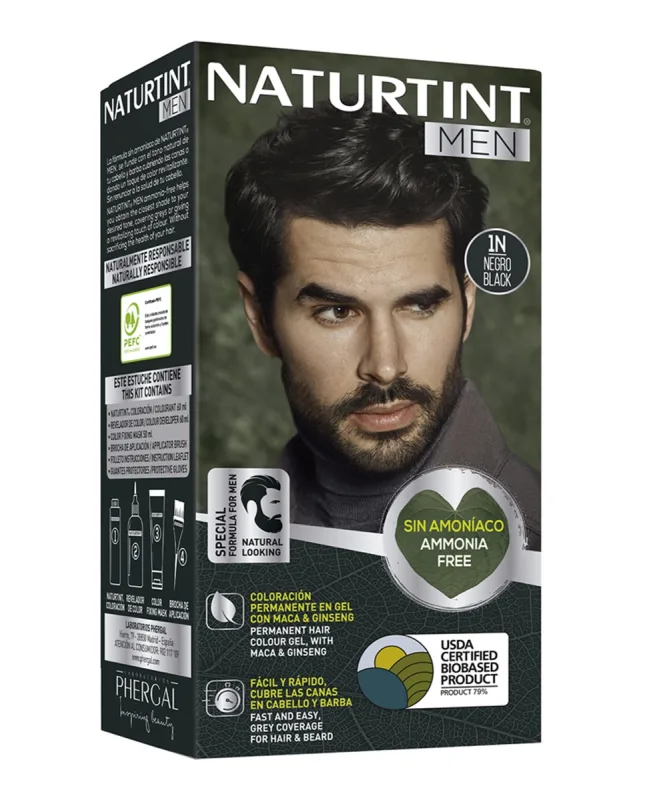 Naturtint - Tinte coloración permanente hombre para Cabello y Barba sin amoníaco Naturtint Men.