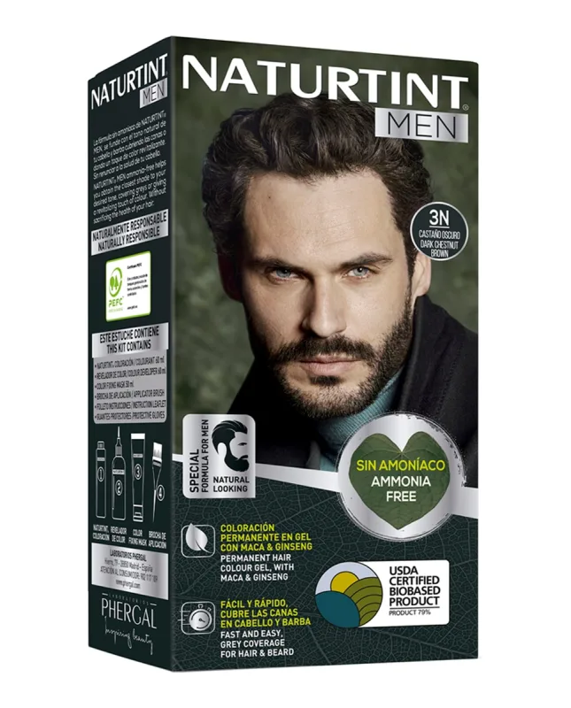 Naturtint - Tinte coloración permanente hombre para Cabello y Barba sin amoníaco Naturtint Men.