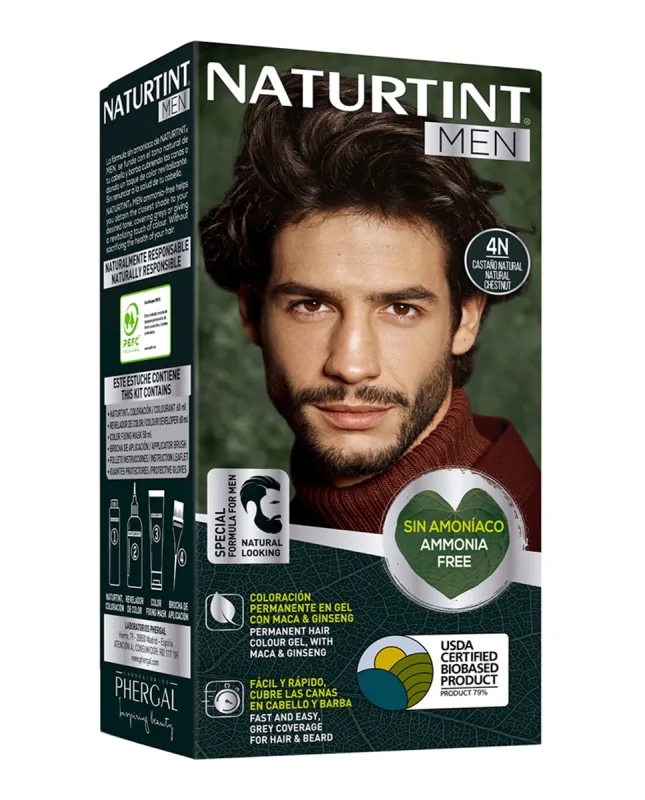 Naturtint - Tinte coloración permanente hombre para Cabello y Barba sin amoníaco Naturtint Men.