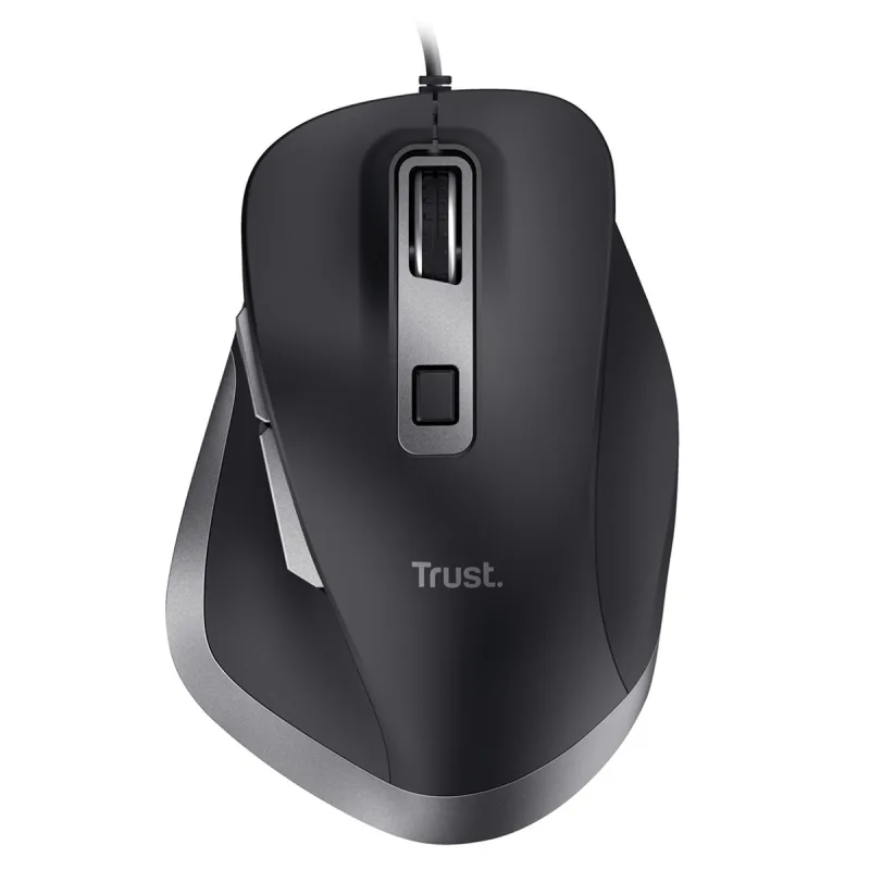 Trust - Ratón con cable ergonómico Trust Fyda Eco negro.