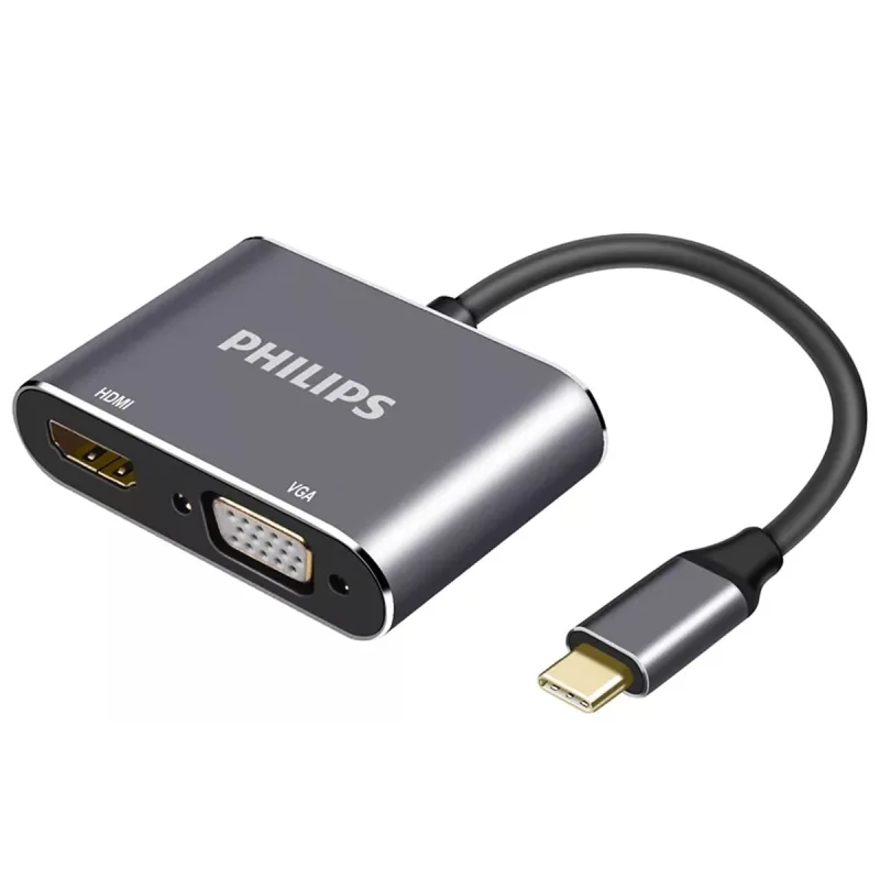 Philips - Adaptador Philips SWV6021 de USB-C a HDMI y VGA.