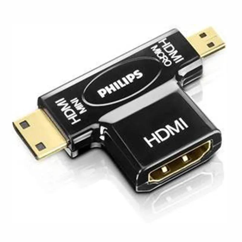 Philips - Adaptador Philips SWV2429W de HDMI a Micro HDMi y Mini HDMI.