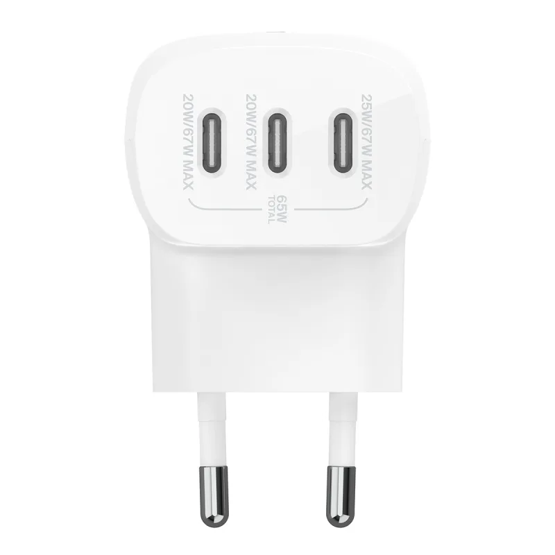 Belkin - Cargador de pared Belkin BoostCharge 3 USB-C con PPS de 67 W.