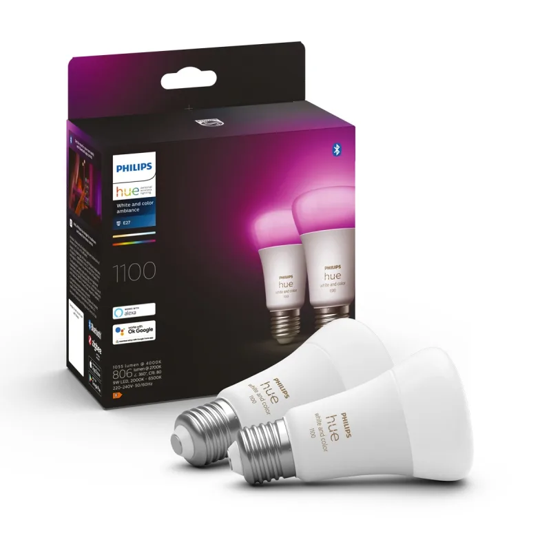 Philips - Pack 2 bombillas Philips Hue White&Color 10,5W E27.