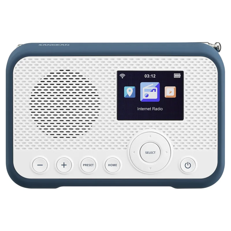 Sangean - Radio digital portátil por Internet Sangean WFR-39, DAB+, FM-RDS, Spotify Connect, blanco/azul.