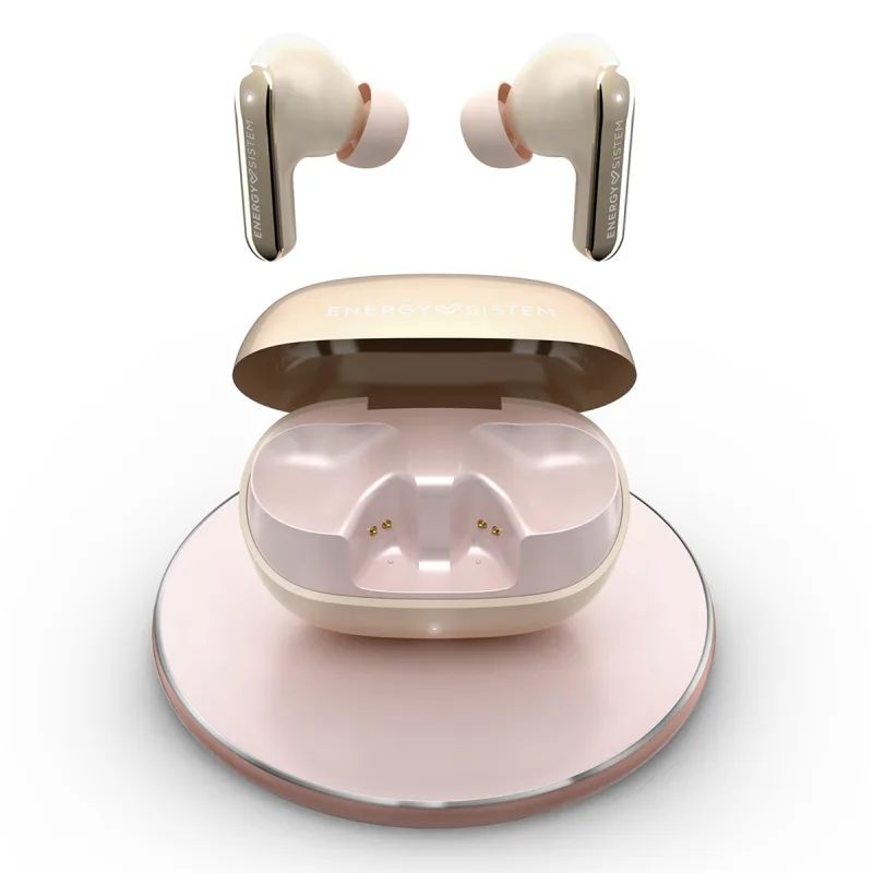 Energy Sistem - Auriculares de botón Energy Sistem Serenity ANC Ultra Bluetooth, Cancelación de Ruido Híbrida, 25h batería, Carga Inalámbrica Qi, Resistencia IPX4.