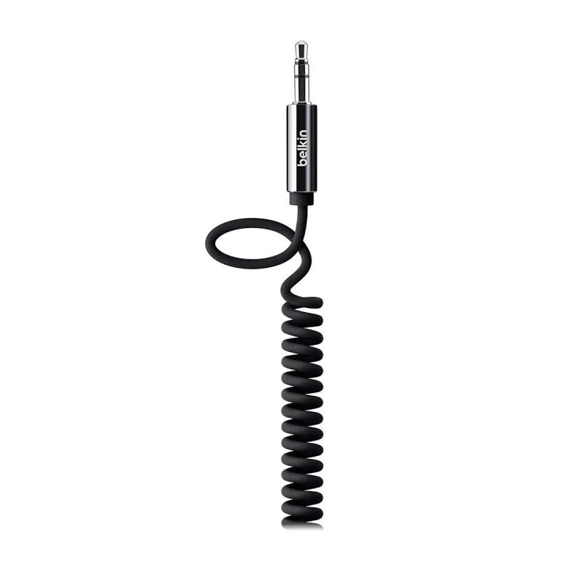 Belkin - Cable auxiliar Belkin en espiral de 3,5 mm MIXIT 1,8 m - negro.
