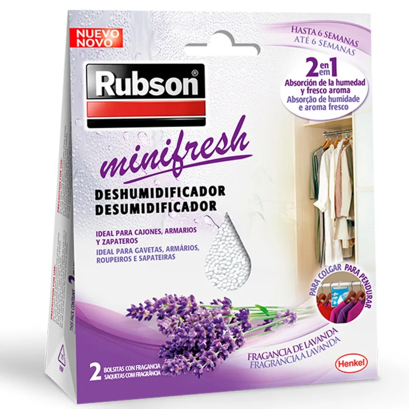RUBSON - Deshumificador Mini-Fresh Lavanda Pack 2 bolsas x 50 g.
