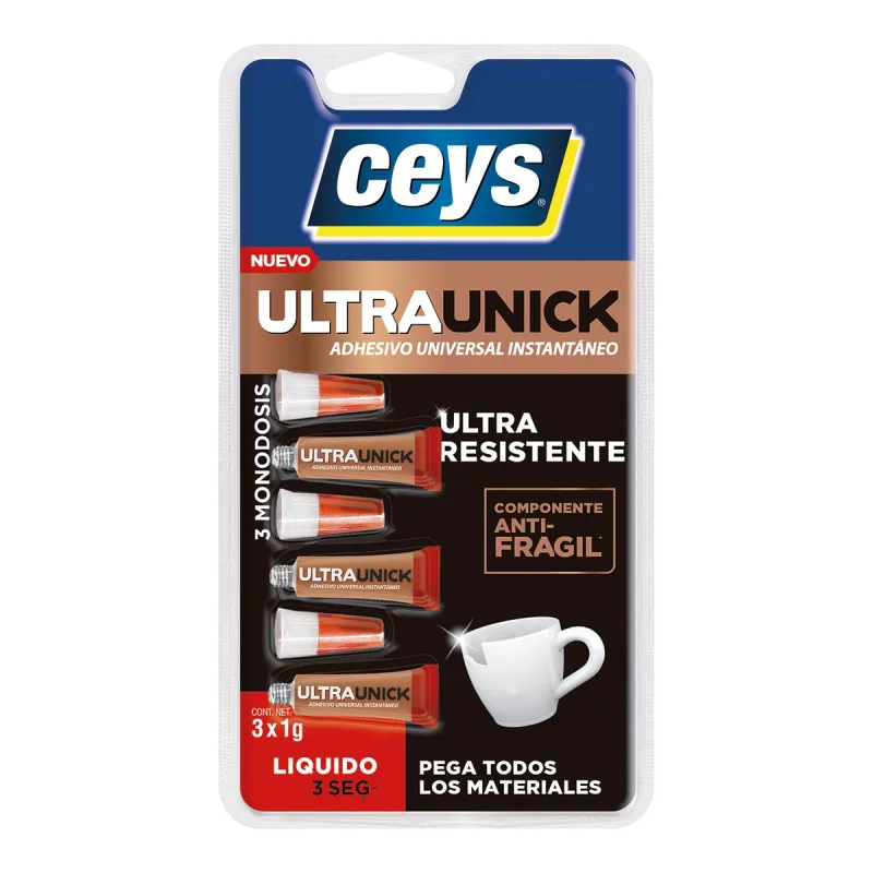 Ceys - Pegamento SuperUnick Poder Inmediato Monodosis 3 x 1 g.