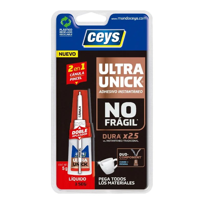 Ceys - Adhesivo Líquido Instantáneo UltraUnick 2 en 1 - 5 g.