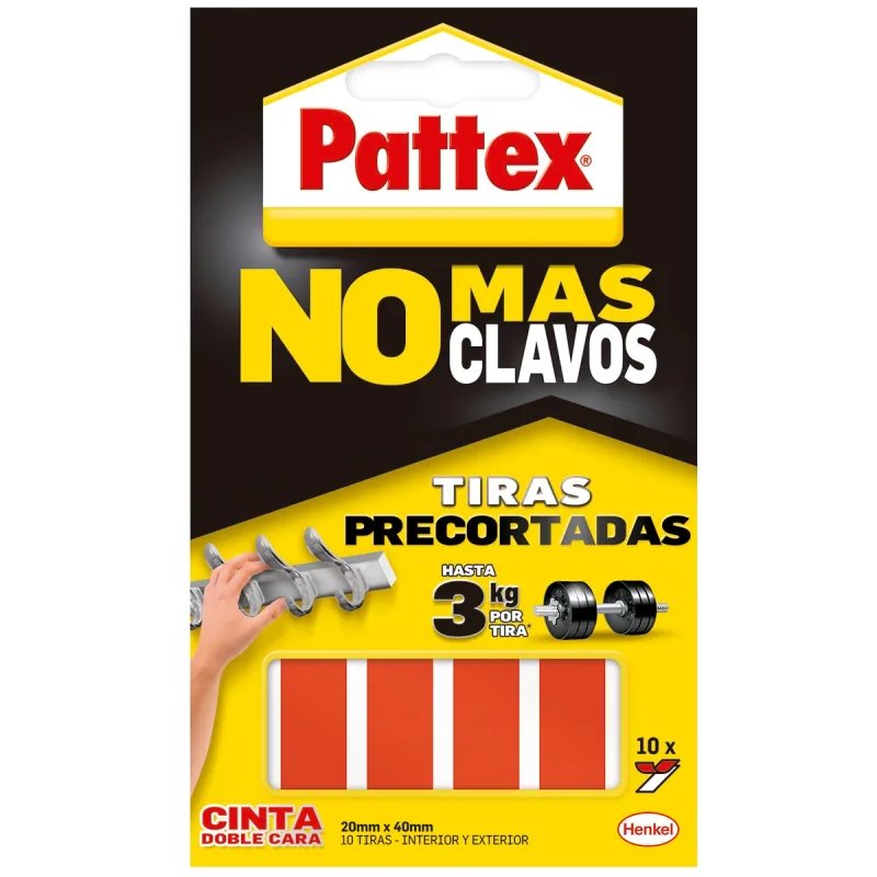 Pattex - Tiras Precortadas Doble Cara No Más Clavos 10 Uds.