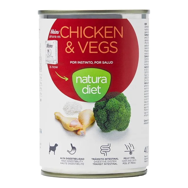 Natura Diet - Comida húmeda para perros adultos Natura Diet pollo y verduras 400 g.