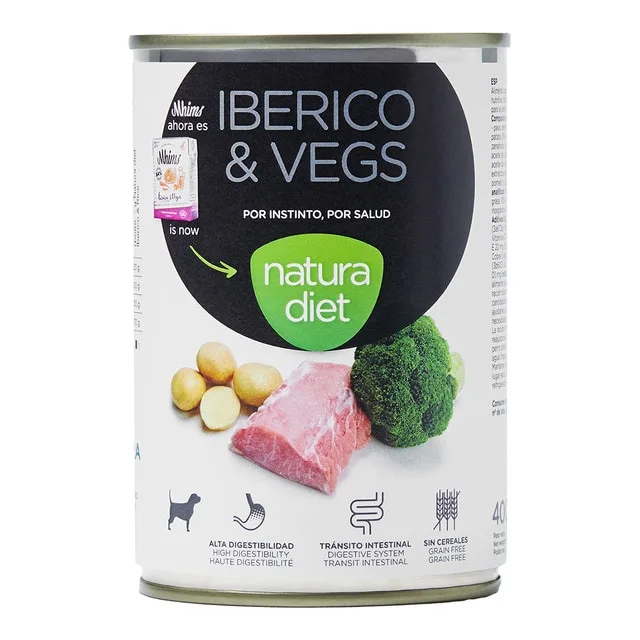 Natura Diet - Comida húmeda para perros adultos Natura Diet ibérico y verduras 400 g.