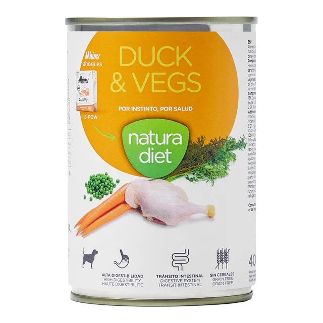 Natura Diet - Comida húmeda para perros adultos Natura Diet pato y verduras 400 g.