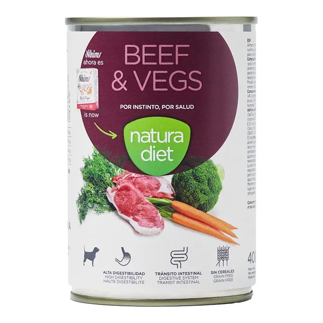 Natura Diet - Comida húmeda para perros adultos Natura Diet buey y verduras 400 g.