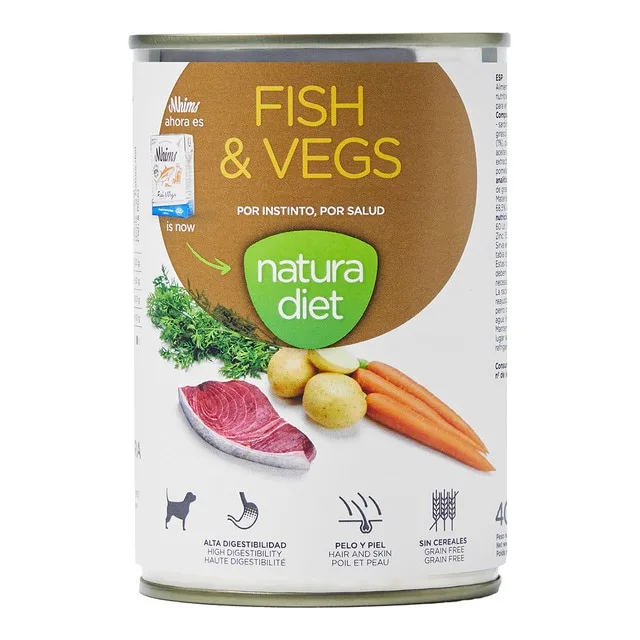 Natura Diet - Comida húmeda para perros adultos Natura Diet pescado y verduras 400 g.