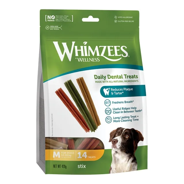 Whimzees - Snack para perros medianos Whimzees hueso estrella mix bolsa grande.