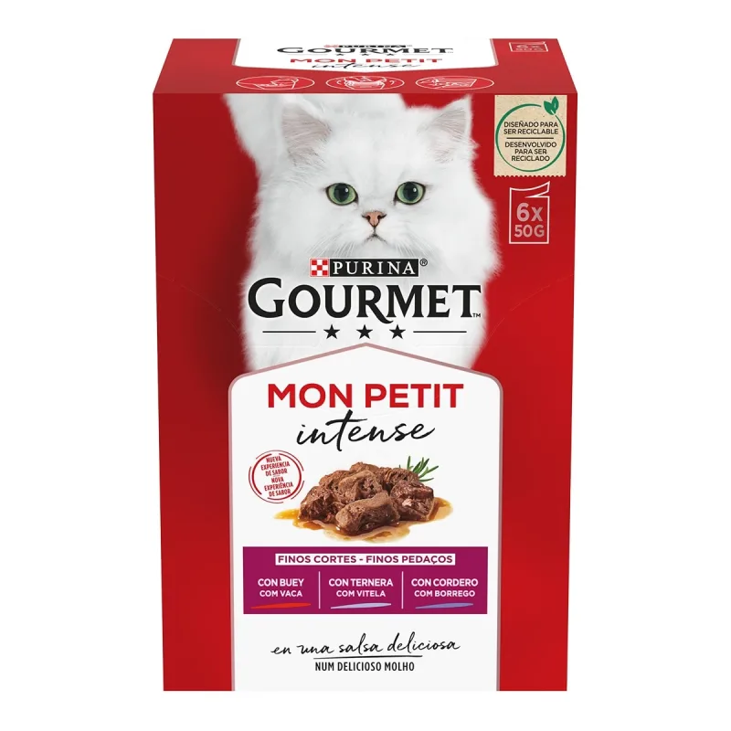 Gourmet Mon Petit - Comida húmeda para gatos adultos Gourmet Mon Petit Selección de carnes 6 x 50 g.