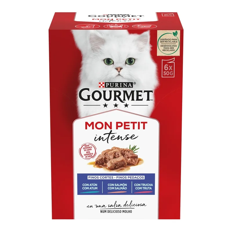Gourmet Mon Petit - Comida húmeda para gatos adultos Gourmet Mon Petit Selección de pescados 6 x 50 g.