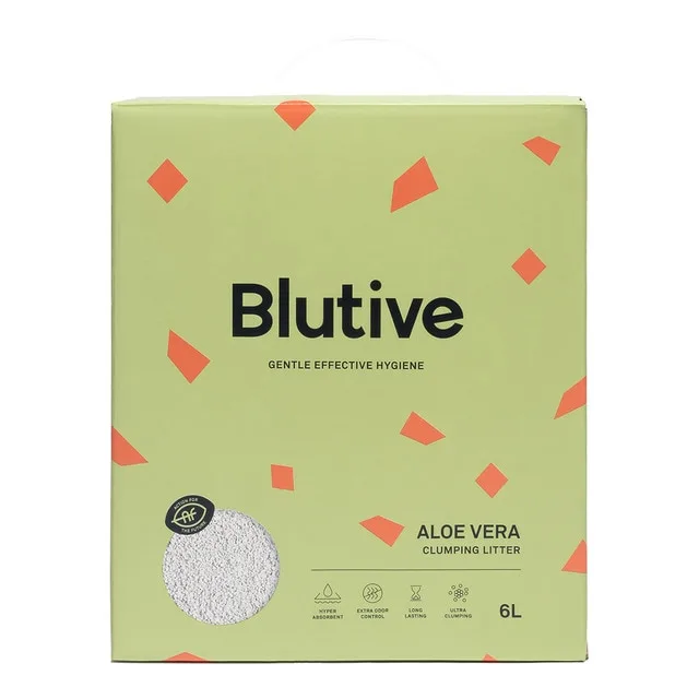 Blutive - Lecho ultra aglomerante Blutive para gatos aroma Aloe Vera 6 L.
