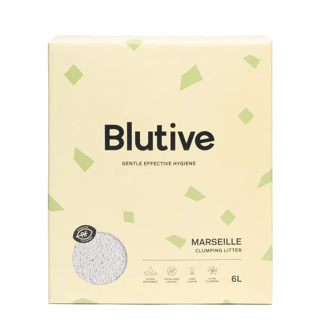 Blutive - Lecho ultra aglomerante Blutive para gatos aroma Marsella 6 L.